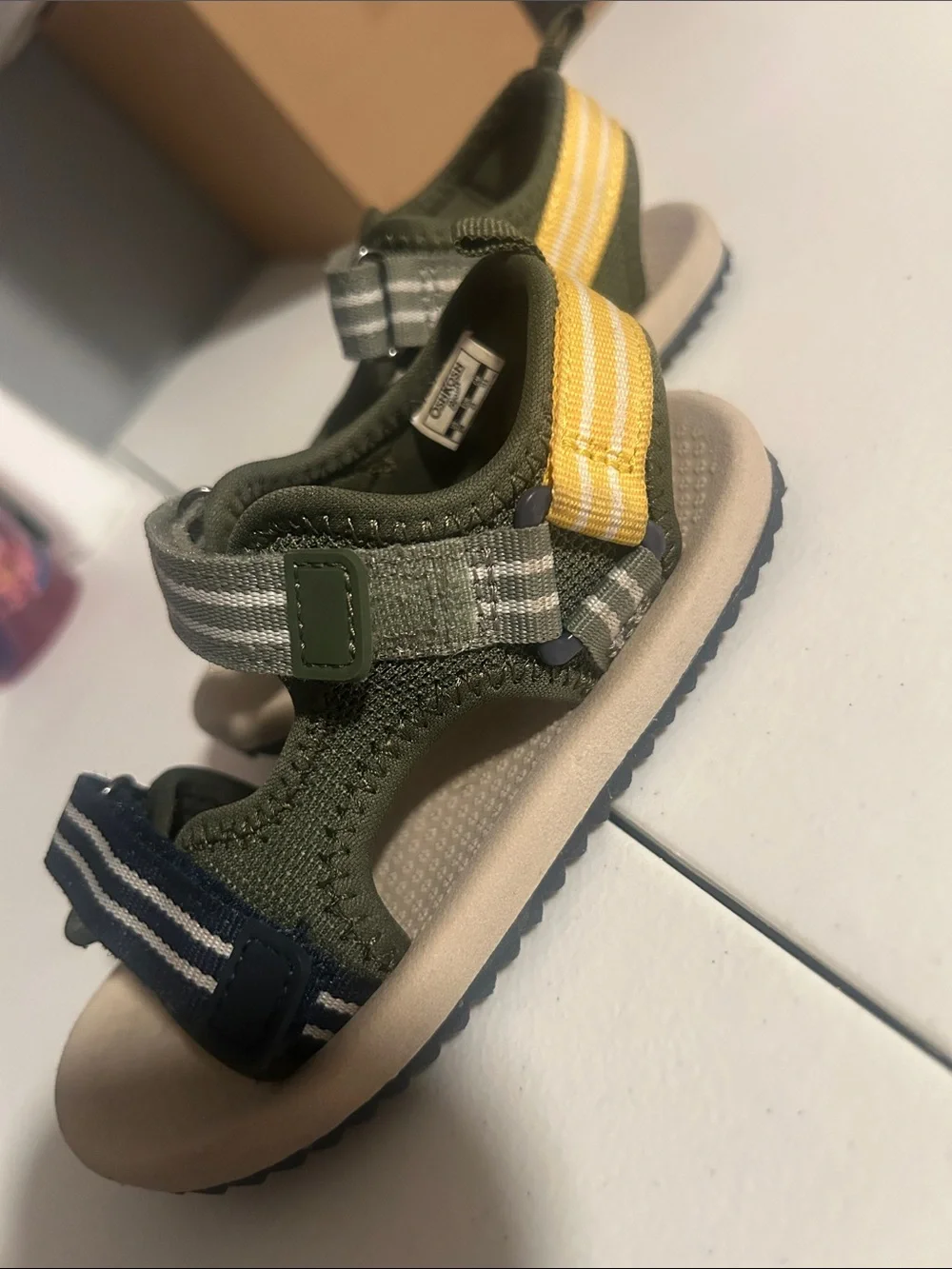 OshKosh B'gosh Olive Green Sandals with Navy and Gray Straps